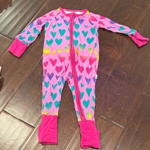 Little Sleepies Pink and Blue Heart Kids Footie